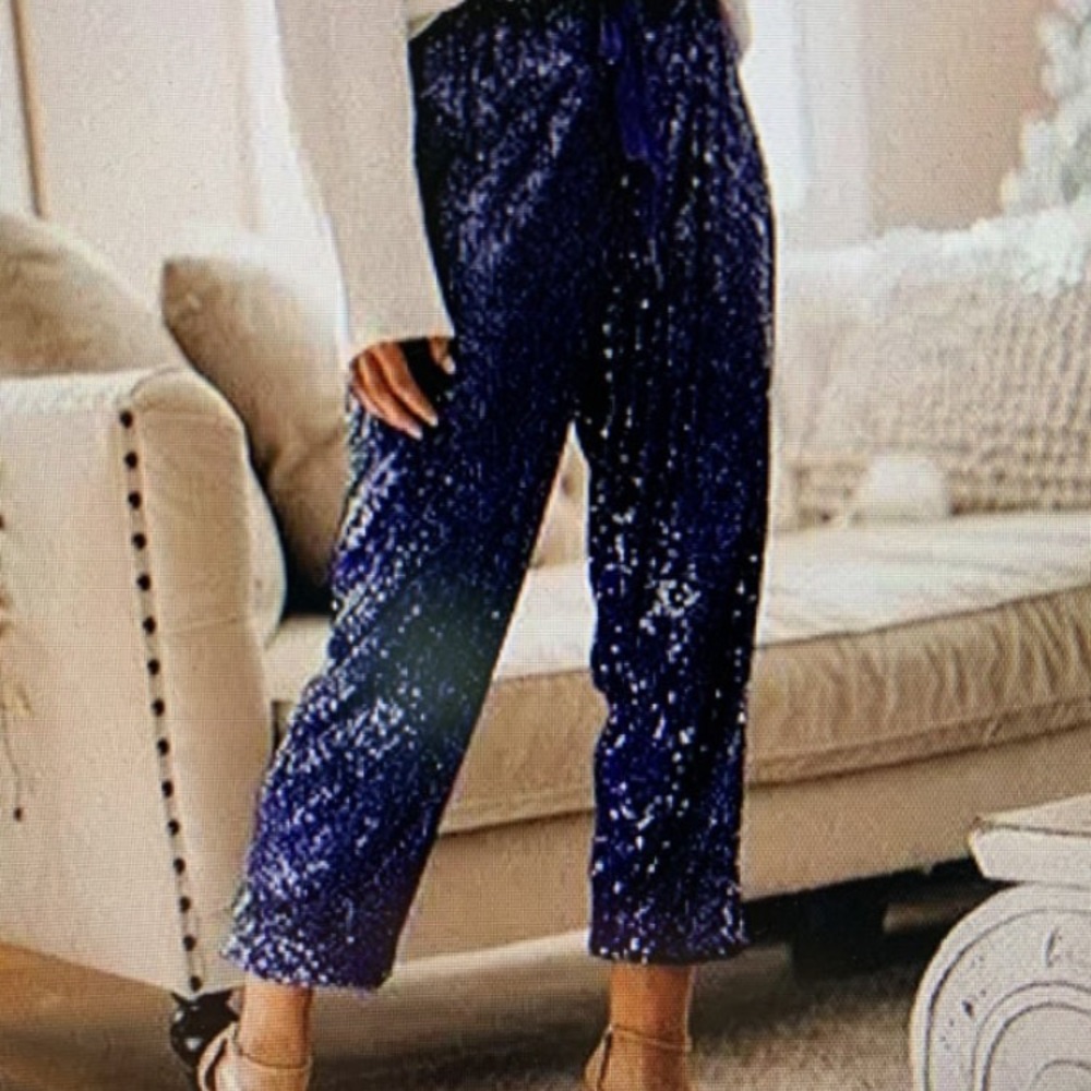 NWOT blue sequined pants